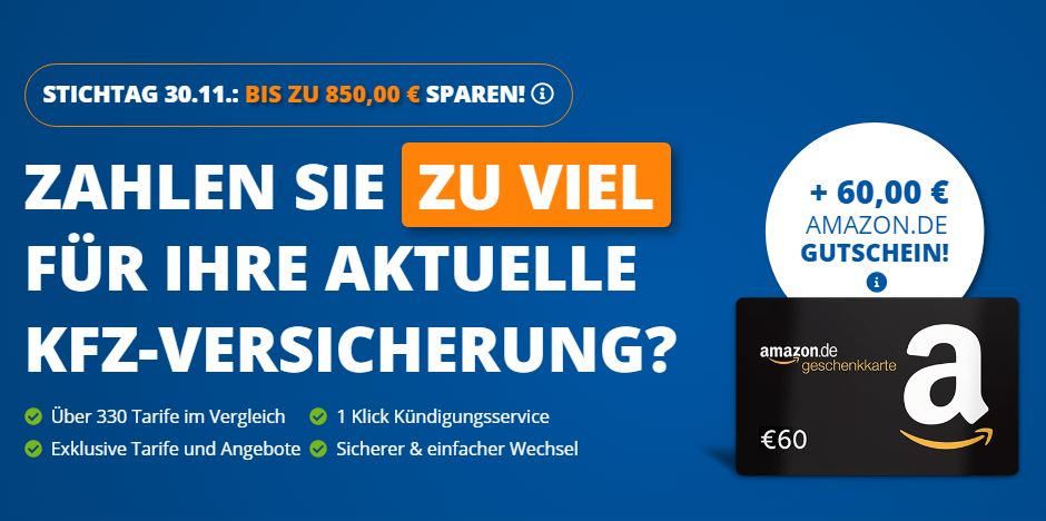 Kfz-versicherung wechseln und 60 € amazon gutschein erhalten